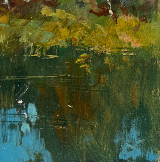 Image 1 of Original Oil Painting Coastal Forest Landscape Flowing among the trees