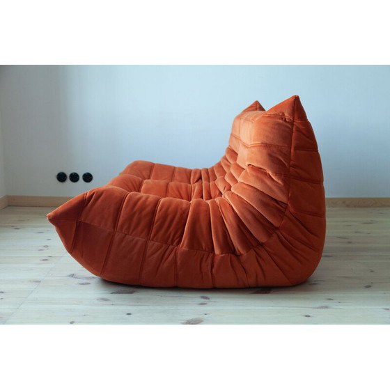 Image 1 of Ensemble salon vintage Togo en velours orange par Michel Ducaroy pour Ligne Roset, France 1970