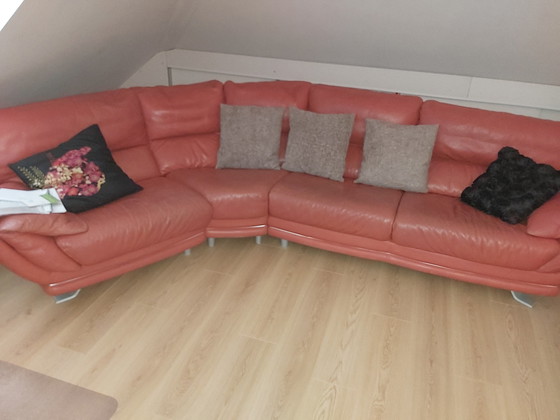 Image 1 of Leather sofa brique color