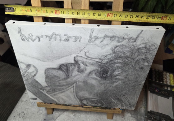 Image 1 of Image au crayon sur toile « Herman Brood »