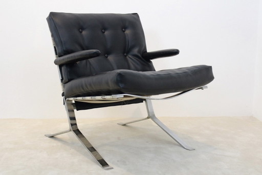Mid Century Low-Back Lounge Chair in Chrome