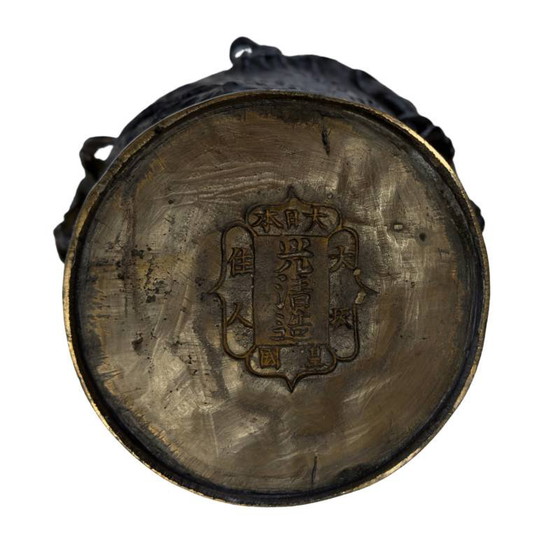 Antichi Vasi giapponesi Meiji Drago – Firmati 'Dai Nippon' – Bronzo Sawari (Coppia) – Bronze (photo 10 of 10)