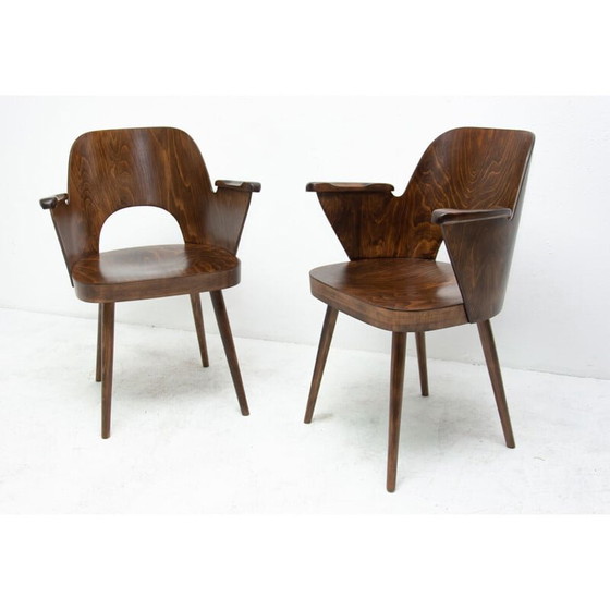 Image 1 of Vintage ebony desk chair by Radomír Hofman for Ton, Czechoslovakia 1960