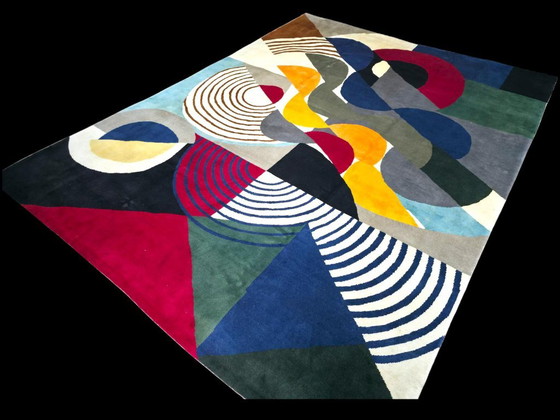 Handgeknüpfter Wollteppich – Komposition von Sonia Delaunay, 1955, Moderner Art-Deco-Stil – Teppiche & Läufer (photo 7 of 10)