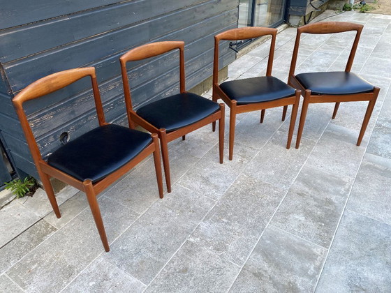 Image 1 of Set di 4 sedie scandinave Johannes Andersen Vamo Sonderborg in teak skai an60 vintage