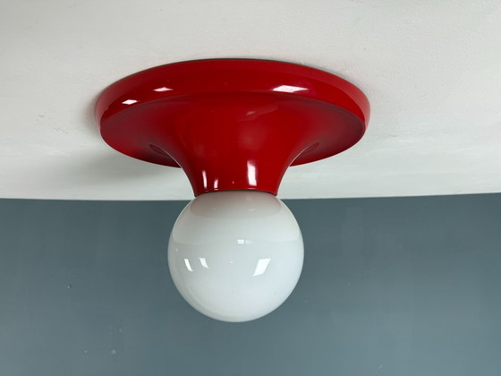 Image 1 of Lampada da parete o soffitto "Light Ball" in metallo rosso Castiglioni per Flos, Italia anni '70