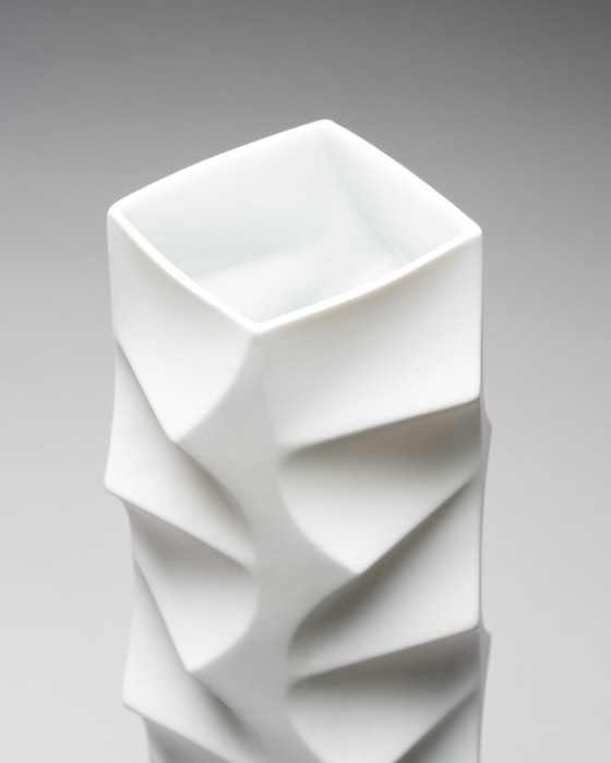 Image 1 of HUTSCHENREUTHER Biskuitporzellan Ikonische ARCHAIS Vase Heinrich FUCHS Op Art