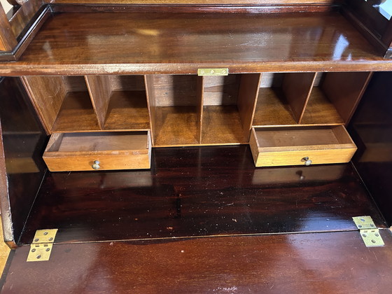 Image 1 of Antiek Edwardiaans Bureau met Ingelegd Bloemendetail - Begin 20e Eeuw Elegantie tijdloos raffinement met