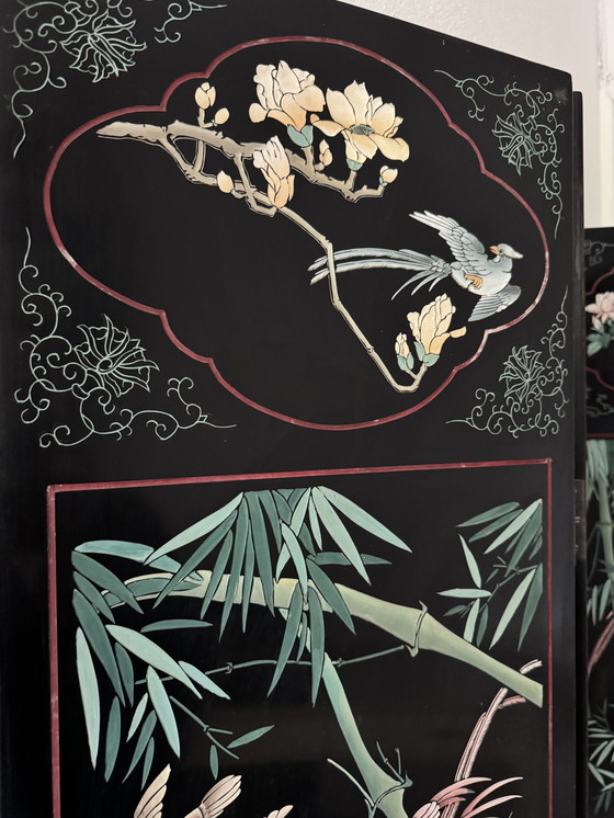 Image 1 of Biombo chino antiguo lacado de Coromandel