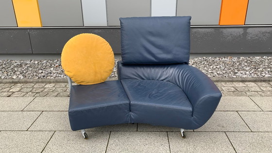 Image 1 of Divano/seduta di design CASSINA in pelle Topkapi blu/grigio - giallo