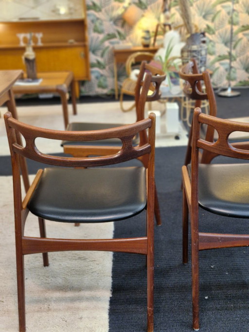 4er-Set Esszimmerstühle im dänischen Design Andersen Uldum – eetkamerstoelen, Skai