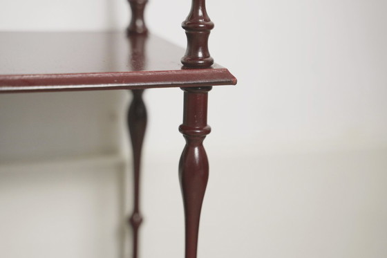 Image 1 of Mahogany-Finish Hanging Wall Shelf Set of 2 Pair, Traditional Spindle Display Shelves, Vintage Colonial Style Decorative Modula