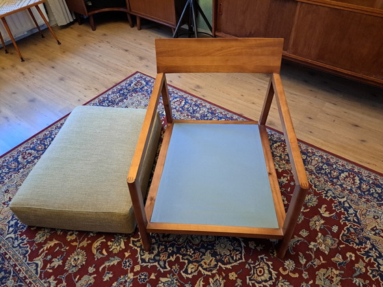 Scandinavische Fauteuil Met Olijfgroene Stoffering – Myka Home, Textile, Wood (photo 8 of 9)
