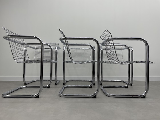 Image 1 of Set of 6 vintage wire steel chairs