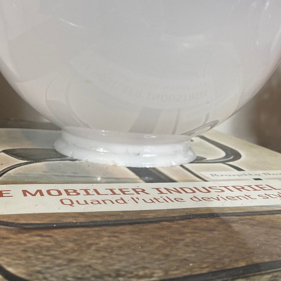 White opaline globe lampshade for wall lamp chandelier 20 cm, Pendant lamps, Glass, Vintage (photo 2 of 5)