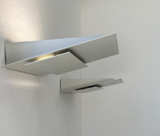 Paar wandlampen, gegoten aluminium, Frankrijk 1970