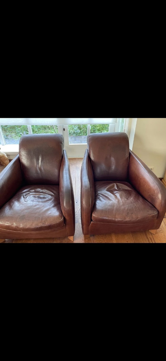 Image 1 of 2x fauteuils Molinari avec Poef Bruin