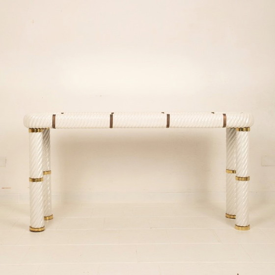 Image 1 of Console en porcelaine et laiton de Tommaso Barbi, 1970