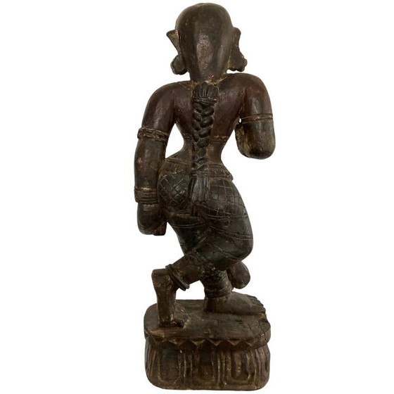 Antike indische polychrome Holztempelfigur – weibliche Begleiterin – Los 191 – Bildhauerei, Wood (photo 5 of 23)