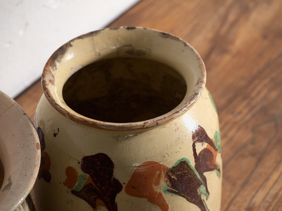 Coppia di Vasi per piante Antichi in Ceramica Smaltata, Europa Centrale, circa 1900, Marrone (foto 8 di 9)