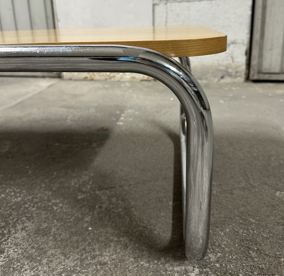 Image 1 of Set of 4 70s metal and solid oak nesting tables