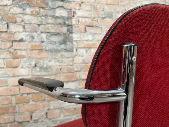 Ahrend Freischwinger Stuhl mit Rohrrahmen – Rot | Ahrend Design – Esszimmerstühle, Metal, Plastic (photo 14 of 16)
