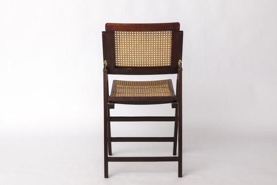 Image 1 of Vintage Teak Folding Chair with Original Cane Seat – 1970s German Design