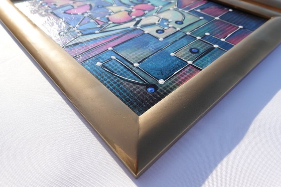 Image 1 of Kubisme A1438 - abstracte schilderijen - tweeluik