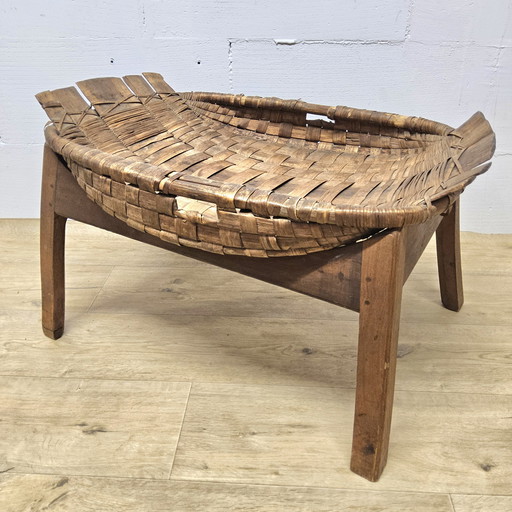 Rebuilt Antique Brazilian/Portuguese Harvest Gathering Basket (Canastra) Converted Into Reading Bin