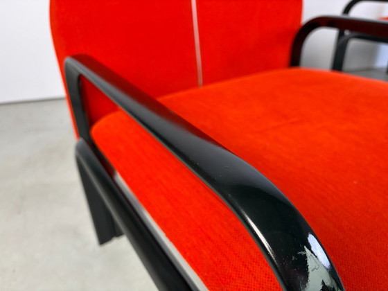 Armchairs with orange upholstery, Knoll, Metal, Textile, Postmodern (photo 4 of 12)