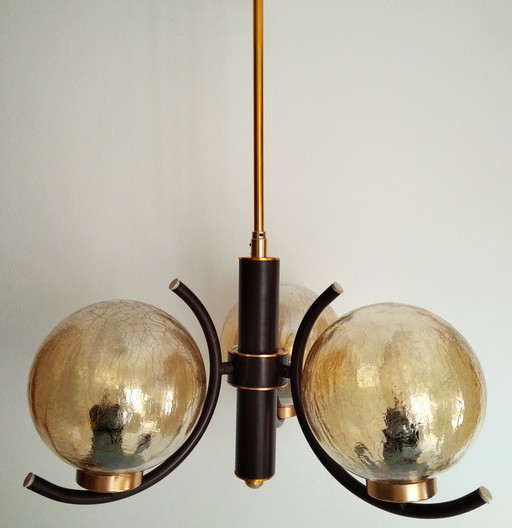 Lampe atomique Sputnik marron |Lampe Sputnik vintage de l'âge de l'espace | Design de l'âge de l'espace des années 70