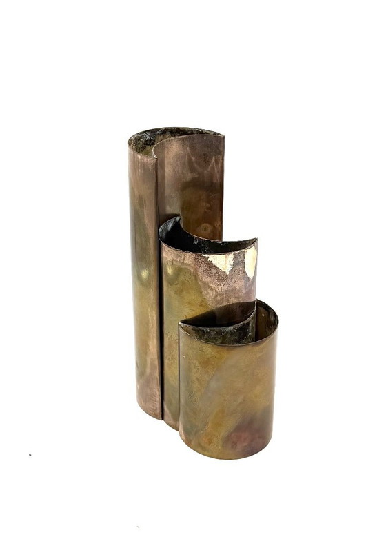 Image 1 of Set aus 3 versilberten Vasen aus der Mitte des 20. Jahrhunderts, GiBi Italien, 1970er Jahre