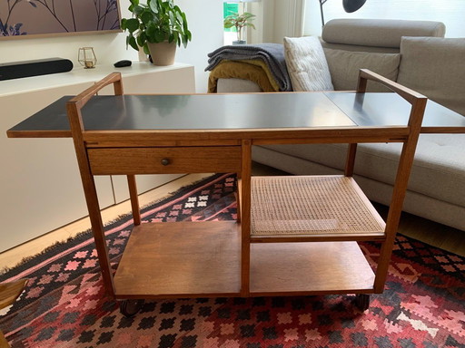 Mid-Century Modern Lane USA Bar Cart en noyer - 1960s Original