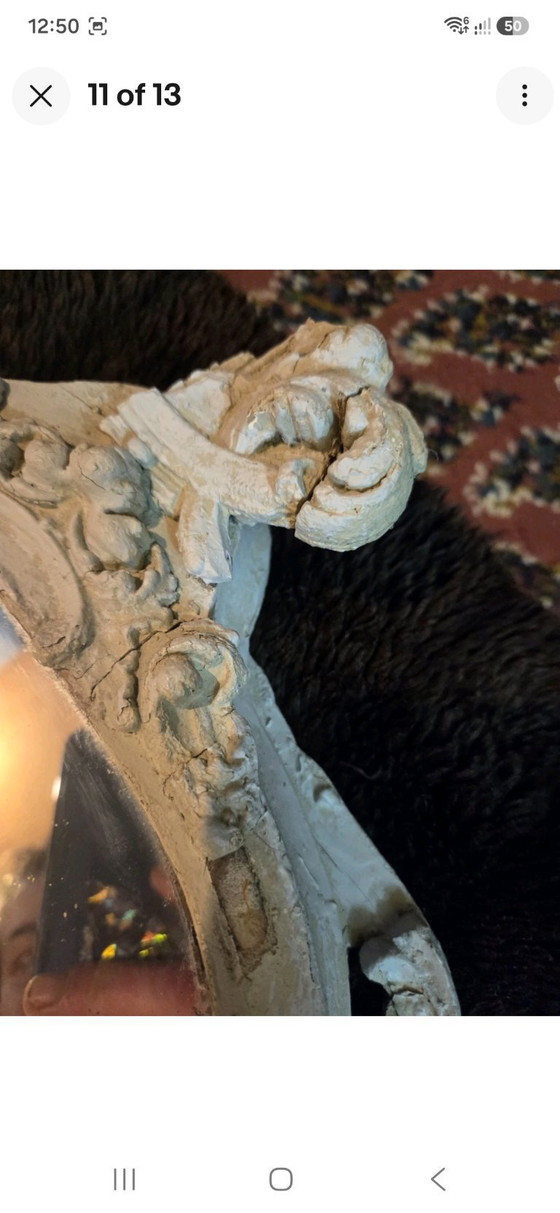 Specchio da parete vintage in stile barocco/rococò con cornice decorata in stile shabby chic. – Glass, Metal (photo 9 of 12)