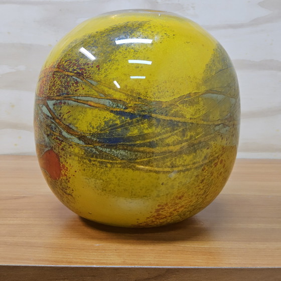 Image 1 of Artistic Mouth-Blown Studio Glass Vase Ioan Nemtoi Yellow / Orange (thick glass) Romanian Glass Art