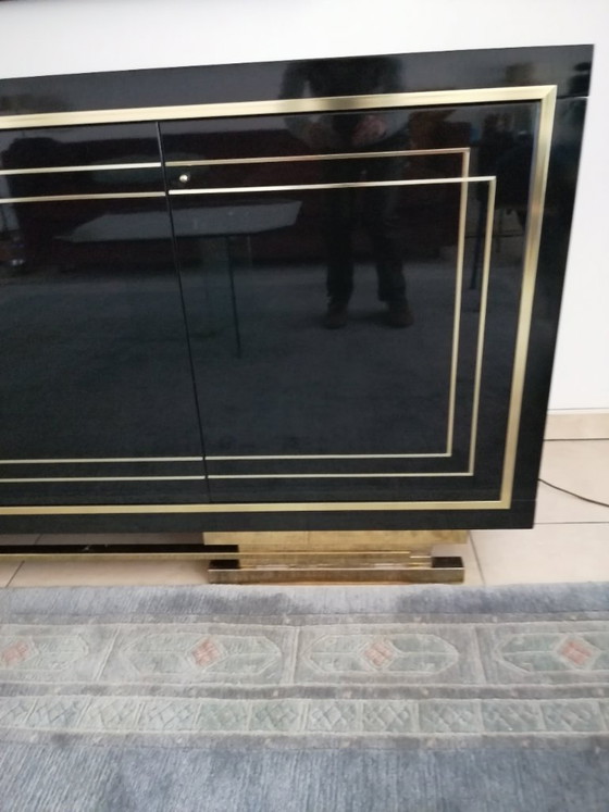 Image 1 of Credenza in lacca nera e ottone, Italia 1988-1989