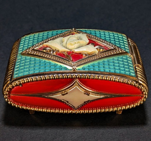 Boite à Bijoux Art Deco en Régule Doré - 1950 – decoratieve objecten, Metal, Velvet (photo 2 of 8)