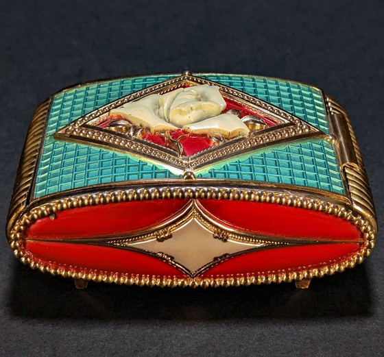 Art Deco Gilt Spelter Jewelry Box - 1950 – Decorative Objects, Metal, Velvet (photo 2 of 8)