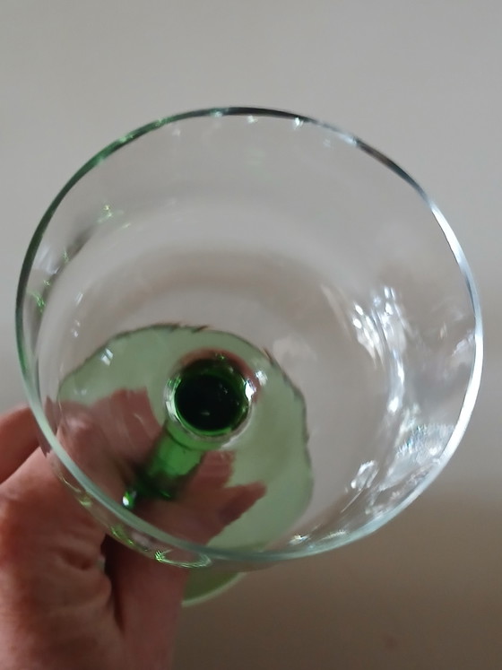 Image 1 of Set of 5 antique hand-blown Art Nouveau wine glasses