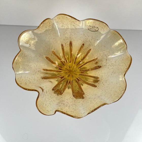 Image 1 of Murano-stijl amberkleurige glazen schaal, 1970