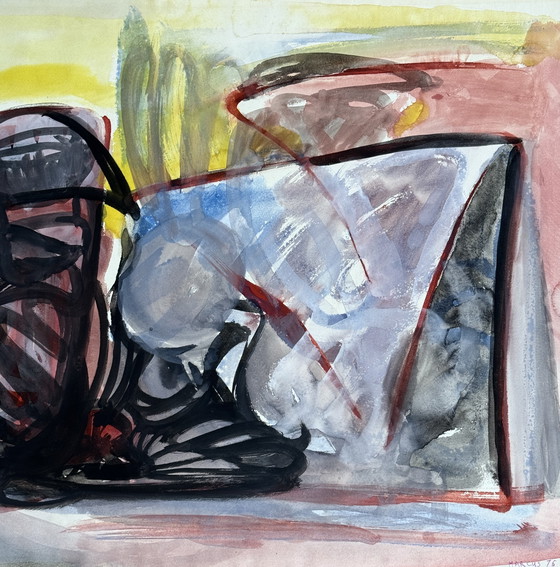 Image 1 of Marcus de Vestele - Magnifico dipinto astratto del 1976 - Cobra