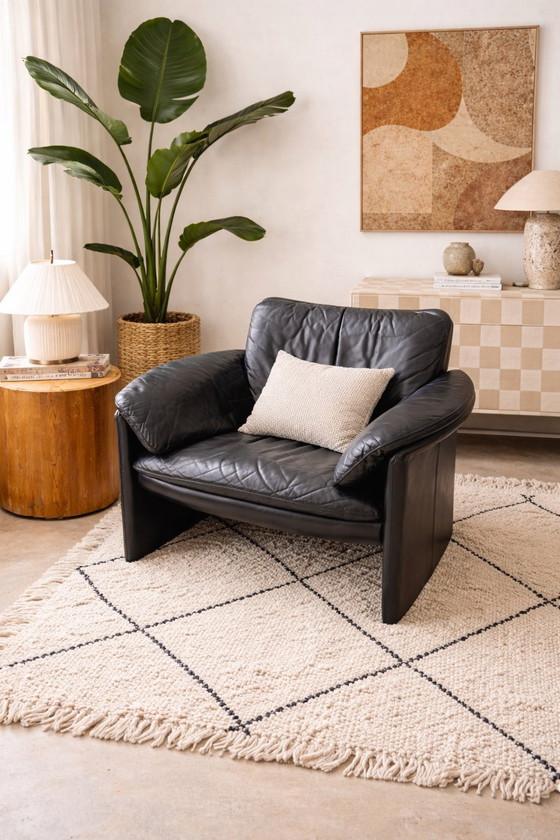 Image 1 of Leolux design sofa + armchair – black leather