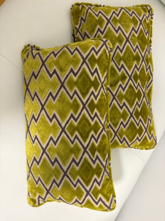 Exclusive Decorative Pillows with Geometric Pattern in a Set, Velvet, Multi Color (photo 3 of 5)