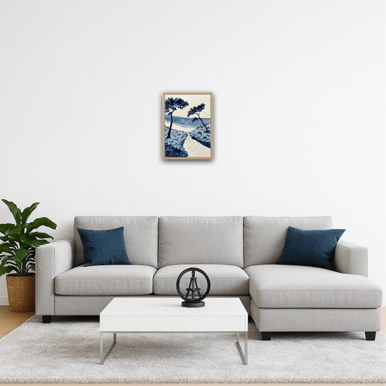 Image 1 of Encre sur papier bambou 40x30cm. Encadrée. 