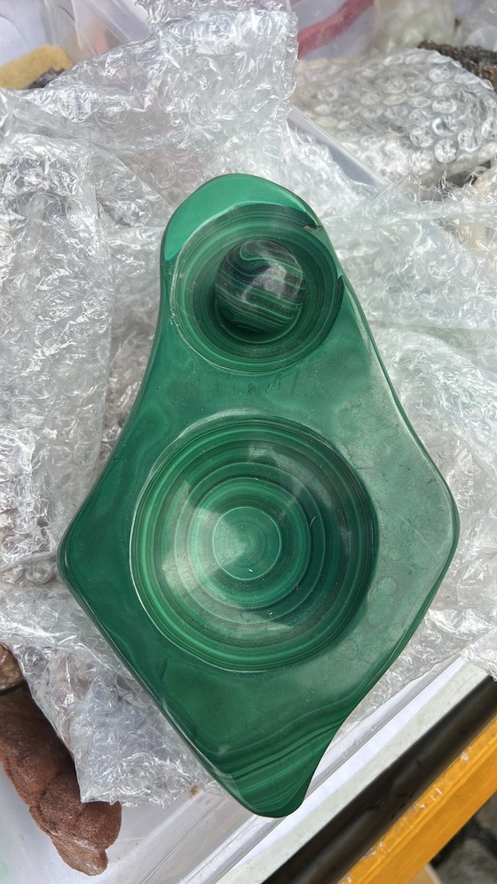 Image 1 of Schmucktablett und Eier aus Malachit