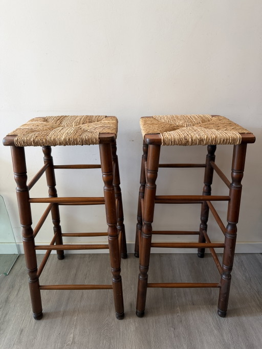 Tabourets de bar style années 50 – barkrukken, Wood, Wicker