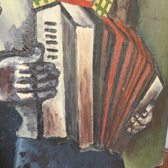 Image 1 of Original Expressionist Oil Painting "Accordion Player" – Signed Baltazar (2001) – 40 × 50 cm