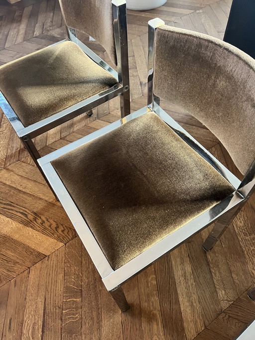 4X Italiaanse Velour Vintage Design Stoelen