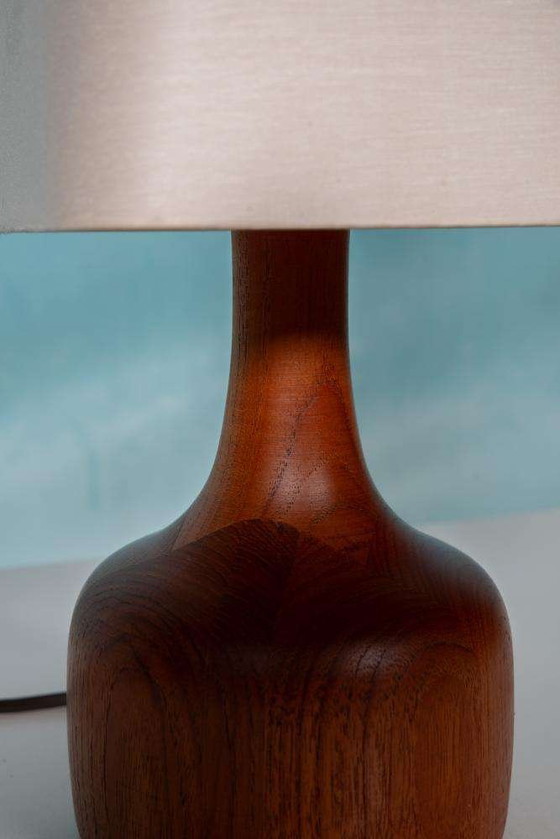 Image 1 of Japandi Dänische Design Tischlampe Teak, Sechziger Jahre Tischlampe