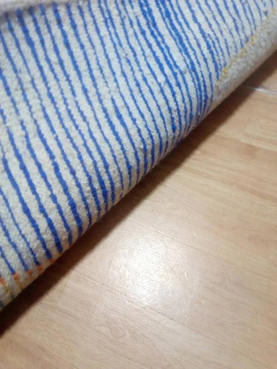 Tappeto di design berbero - tocco blu - tappeto marocchino fatto a mano - 241x165 cm – Tappeti, Wool, Cotton (photo 4 of 6)